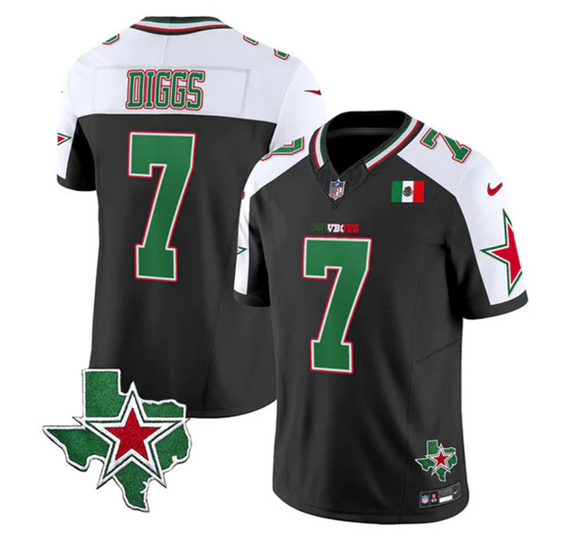 Men's Dallas Cowboys #7 Trevon Diggs 2024 Mexico Black/White F.U.S.E. Stitched Football Jersey